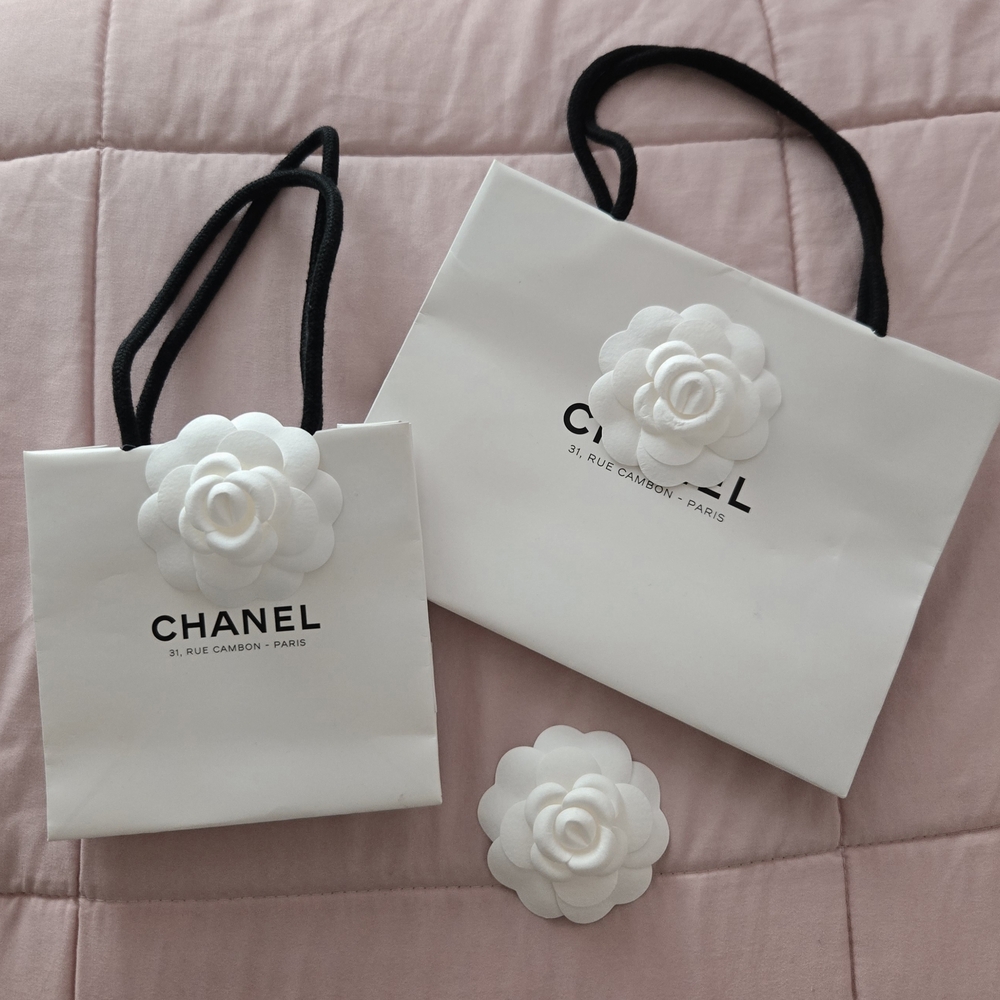 2 Chanel Shopping Bags with Signature Camilia.